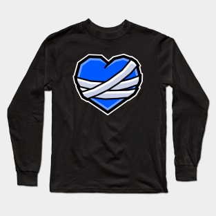 Big Blue Mending Heart with Bandages - Recovery and Healing Gift - Mending Heart Long Sleeve T-Shirt